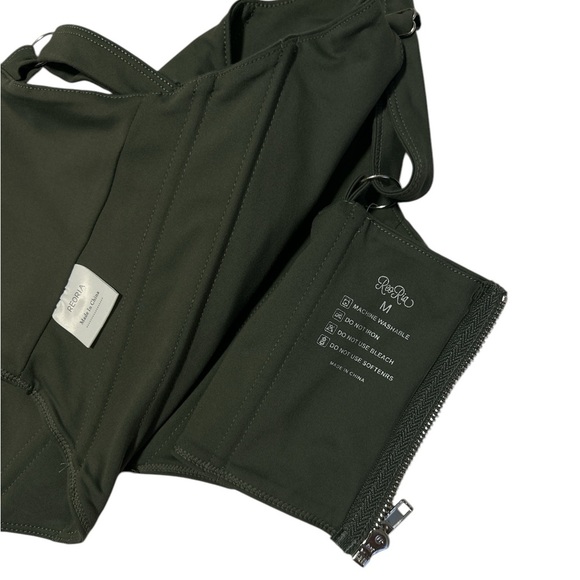 Olive Green Corset zip up Top - Picture 3 of 3